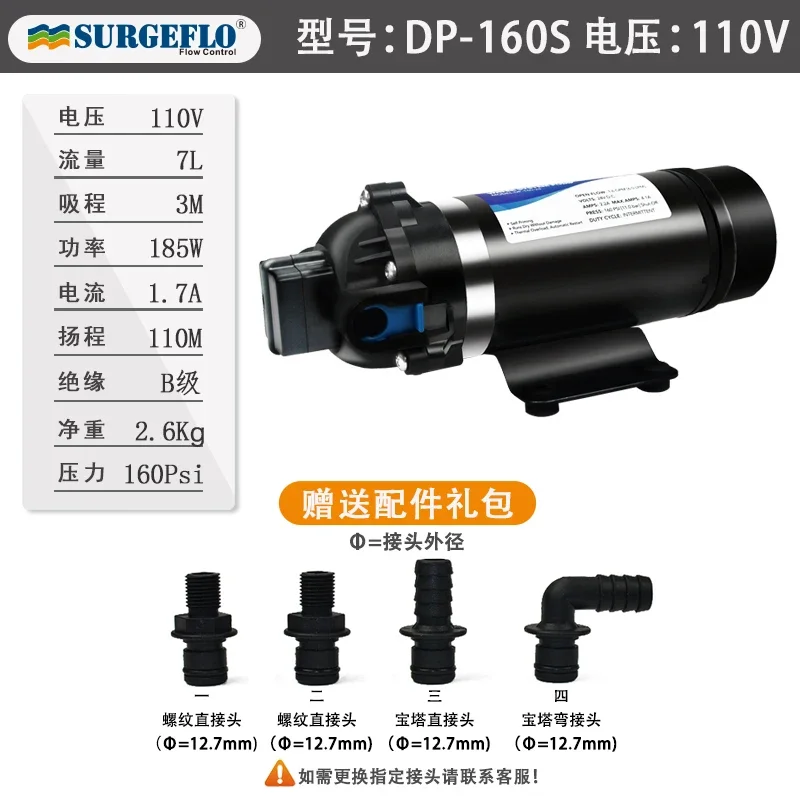 DP-160S ultra-high pressure self-priming pump 110v 220v pressurized spray machine purified water equipment booster pump