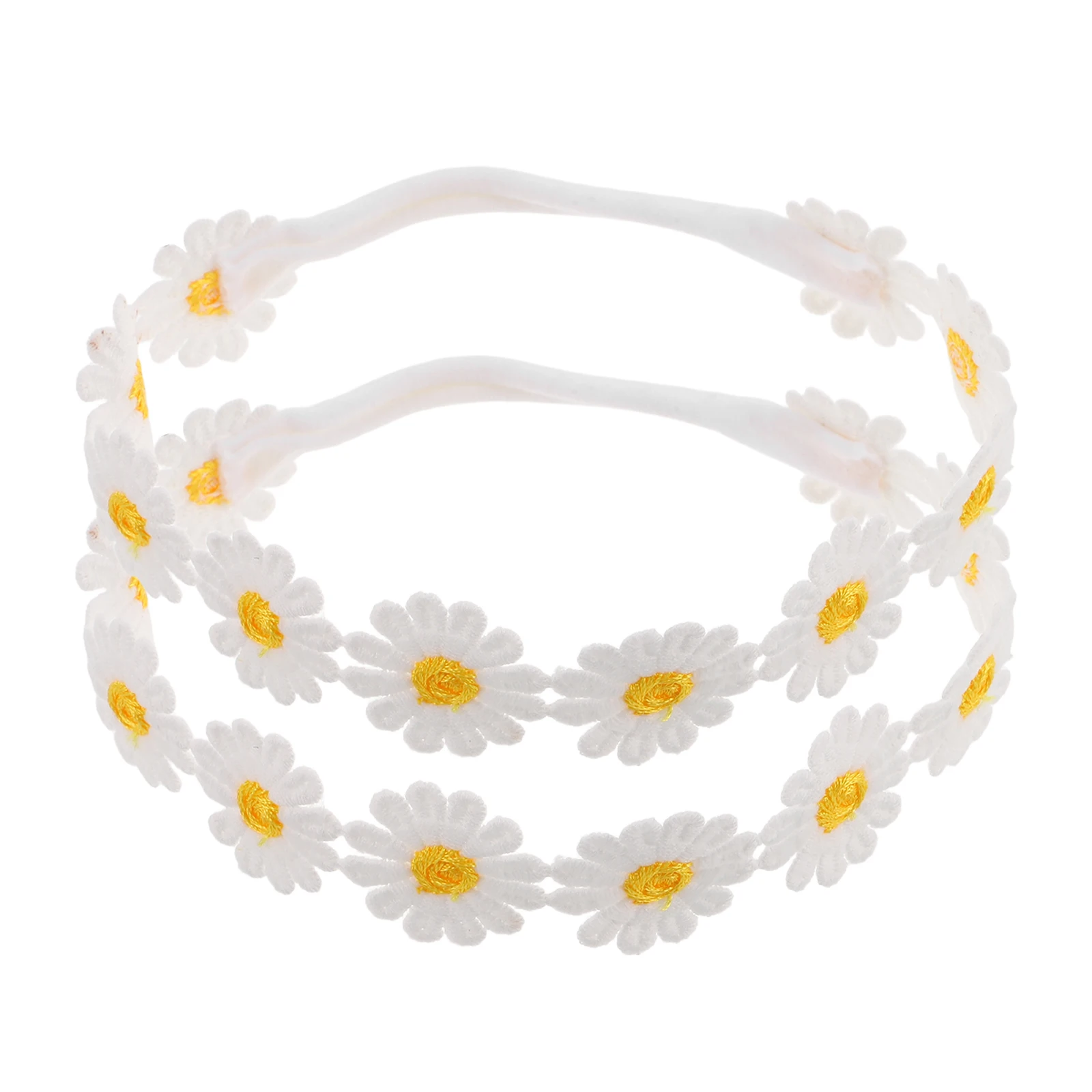 

2pcs Simulated Flower Elastic Hairband Boho Sunflower Crown Headbands for Women Fabric Daisy Realistic Design Vacation Beach