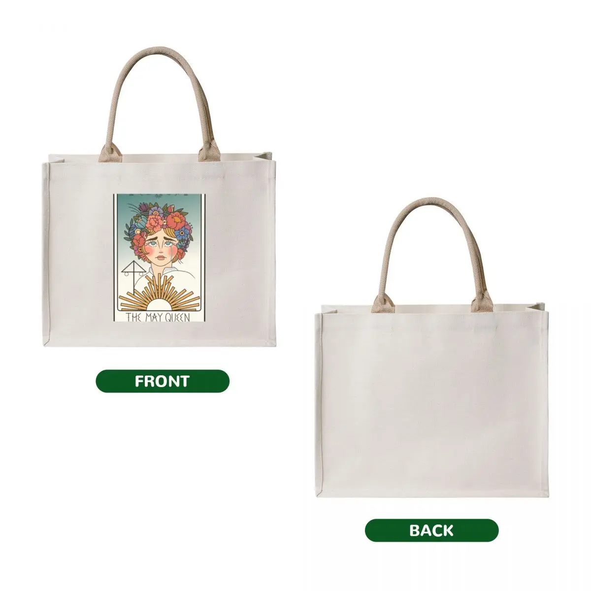 may queen tarot card Tote Bag large size bags Canvas stote bag eco bag folding canvas bags