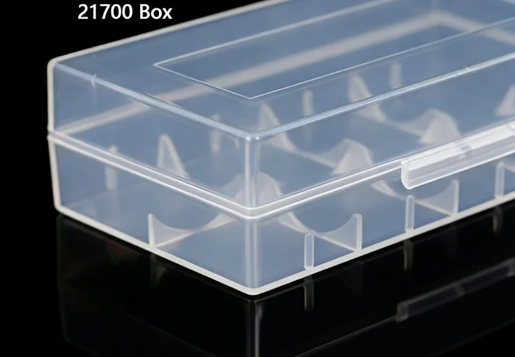 Portable transparent hard plastic case, suitable for 2 20700/21700 battery cells, splash-proof battery storage box
