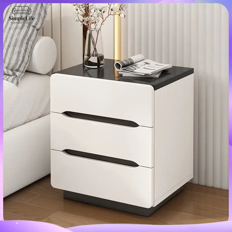 Modern Minimalist Bedside Table for Bedroom Small Space Friendly Wooden Nightstand with Drawer Storage Cabinet Living Room