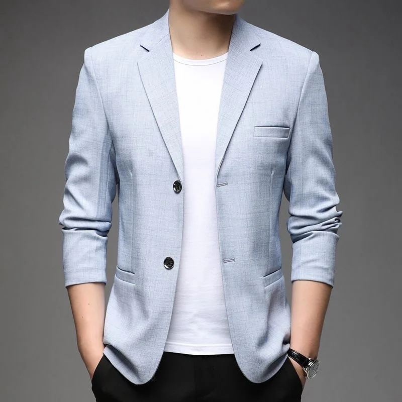 Men Formal Wear Thin Blazers Jackets New Spring Male Business Casual Suits Coats New Fashion Man Solid Blazers Men\'s Clothing 4X