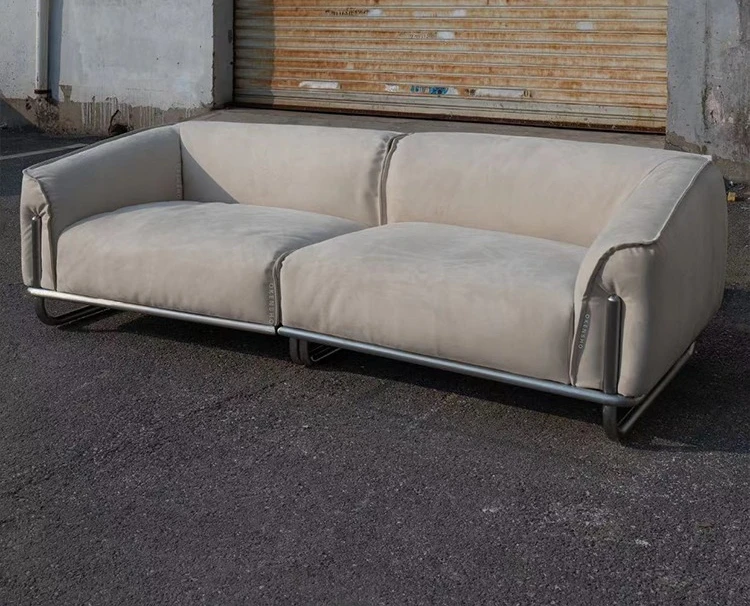 

Bauhaus leather sofa first layer cowhide French retro style modern