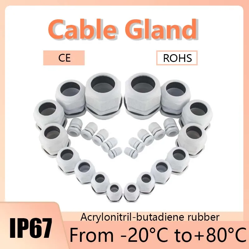 

Waterproof Cable Gland Plastic Cable Entry IP67 PG7 For 3-6.5mm PG9 PG11 PG13.5 PG16 PG19/21 White Black Nylon Plastic Connector