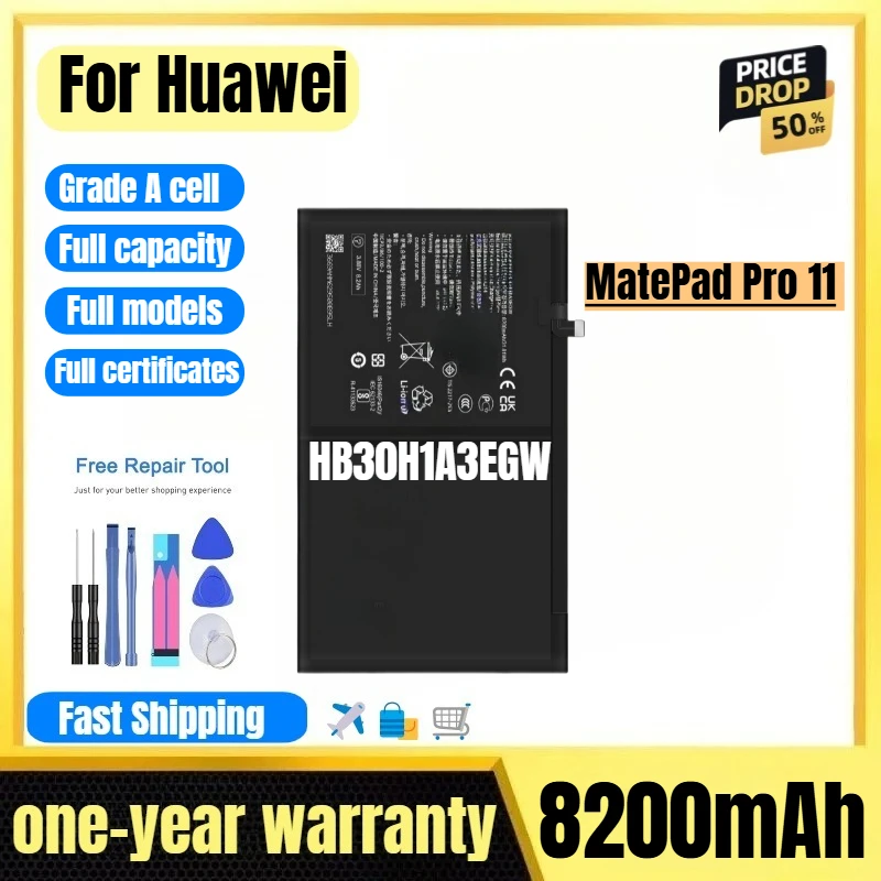 HB30H1A3EGW for Huawei MatePad Pro 11 Tablet Battery 0 Cycle High Quality High Capacity Replacement Bateria Grade A  with Tools