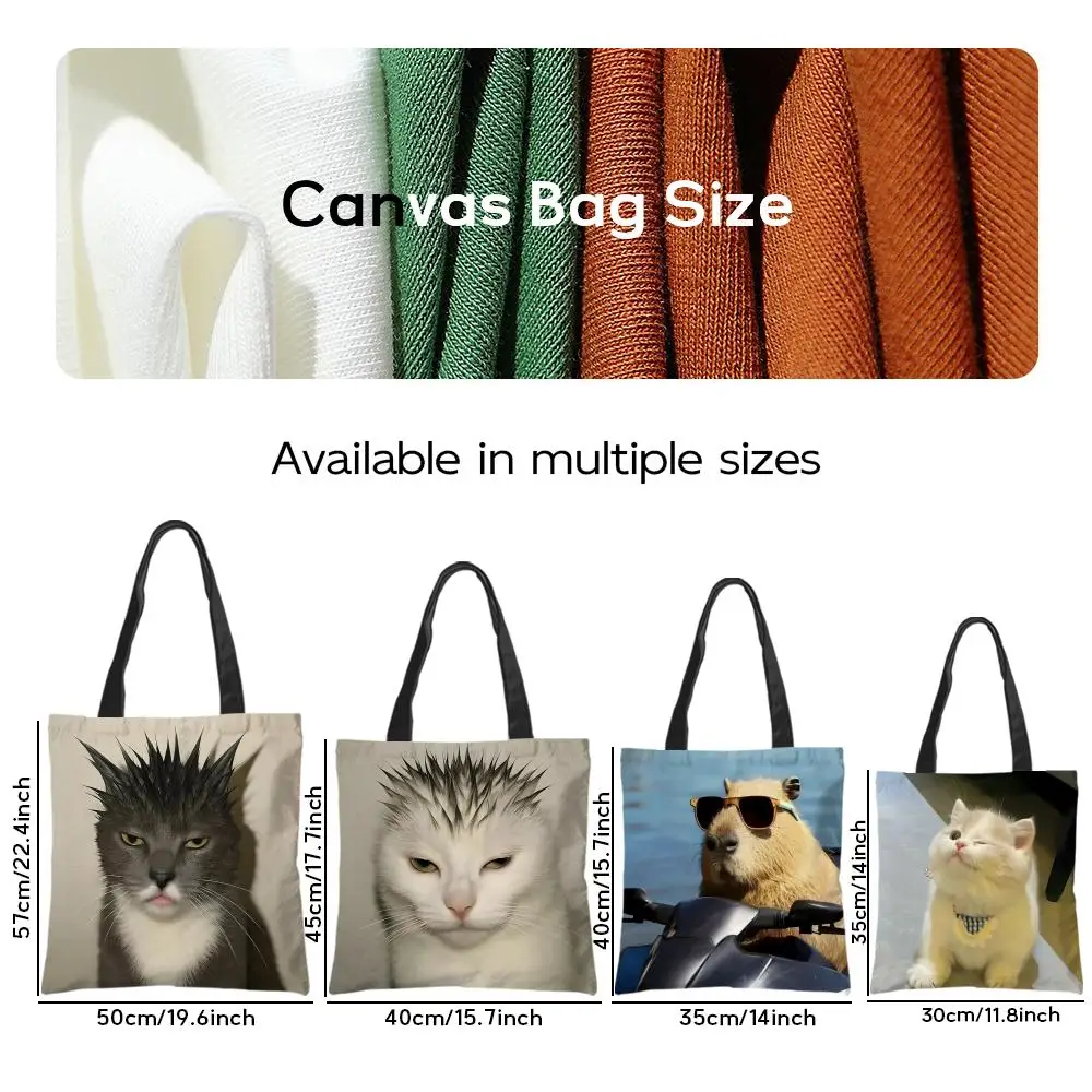 Storage Bags Shopping Bag Canvas Supermarket Shopping Bag Christmas Party Tote Bag Funny And Interesting Animals Funs