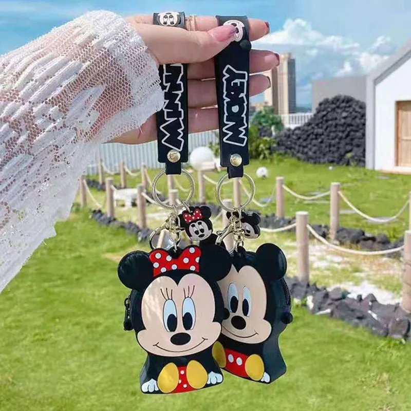 Disney-Porte-monnaie en silicone Minnie Mouse, Porte-clés, Sac de rangement pour petites choses, Doux, Créatif, Mode