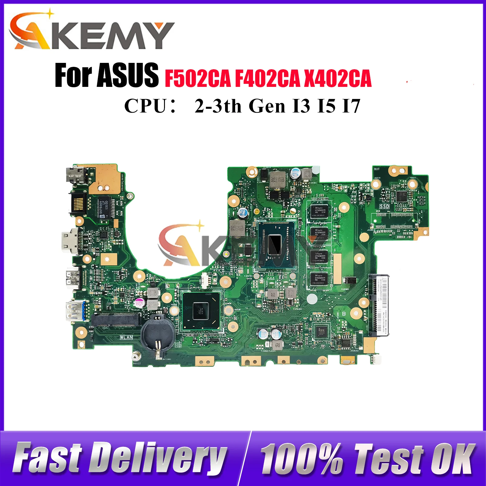 

X402CA Материнская плата для ноутбука ASUS VivoBook X402CA F402CA F502CA X402C Материнская плата для ноутбука с процессором I3 I5 I7 100% tests OK stk