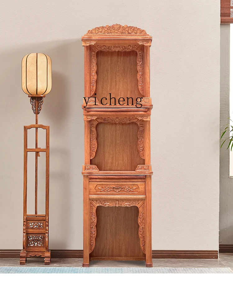 Zf Solid Wood High-Grade Altar God of Wealth Landlord Worship Cabinet Buddha Niche Altar Home Guanyin Bodhisattva Cabinet