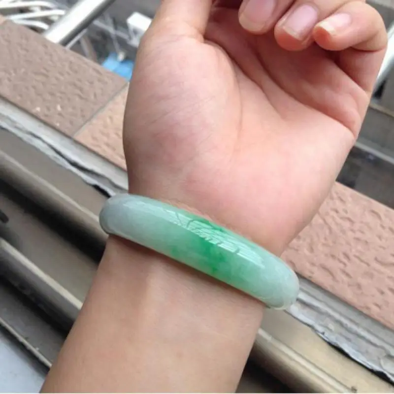 Genuine Myanmar Grade A Jadeite Ice Floating Green Jade Bangles Women Healing Gemstone Fine Jewelry Certified Burma Jade Bangle