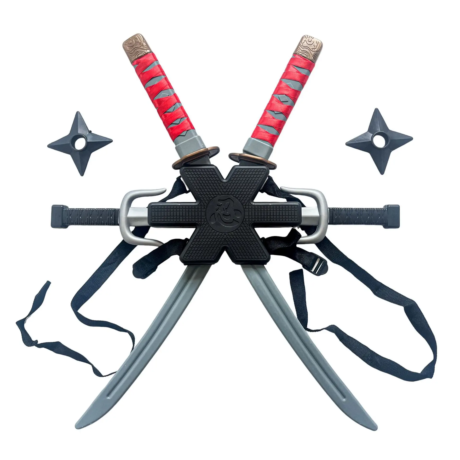 Halloween Cos Double Knife Plastic Toy Knife Double Shoulder Strap Knife and Fork Ninja Samurai Sword Accessories Props