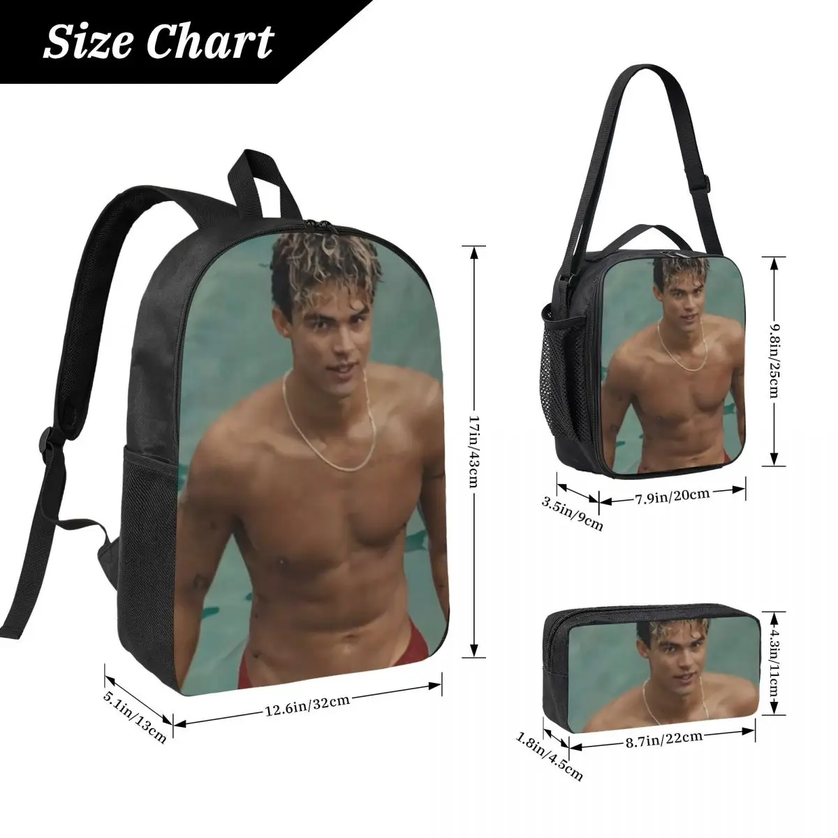 Matthew Broome My Fault London Movie Backpack BookBag School Bag Computer Shoulder Bags 3ps Insulated Lunch Bag Pencil Case