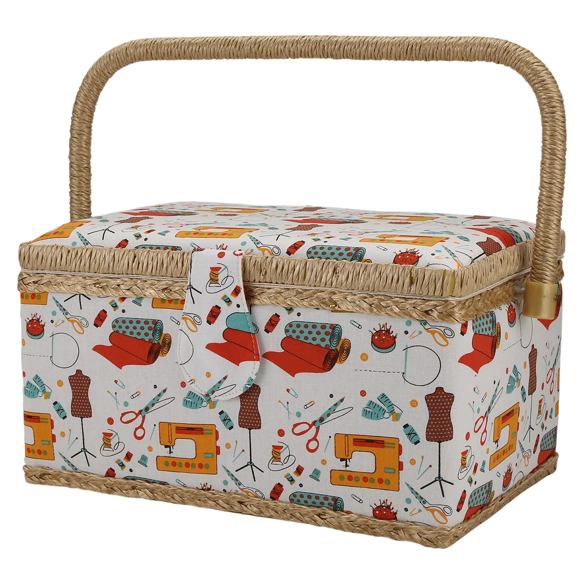 

BHTS Fabric Sewing Basket Organizer with Removable Tray Household Sewing Storage Organizer Kit Sundry Storage Organizer Box