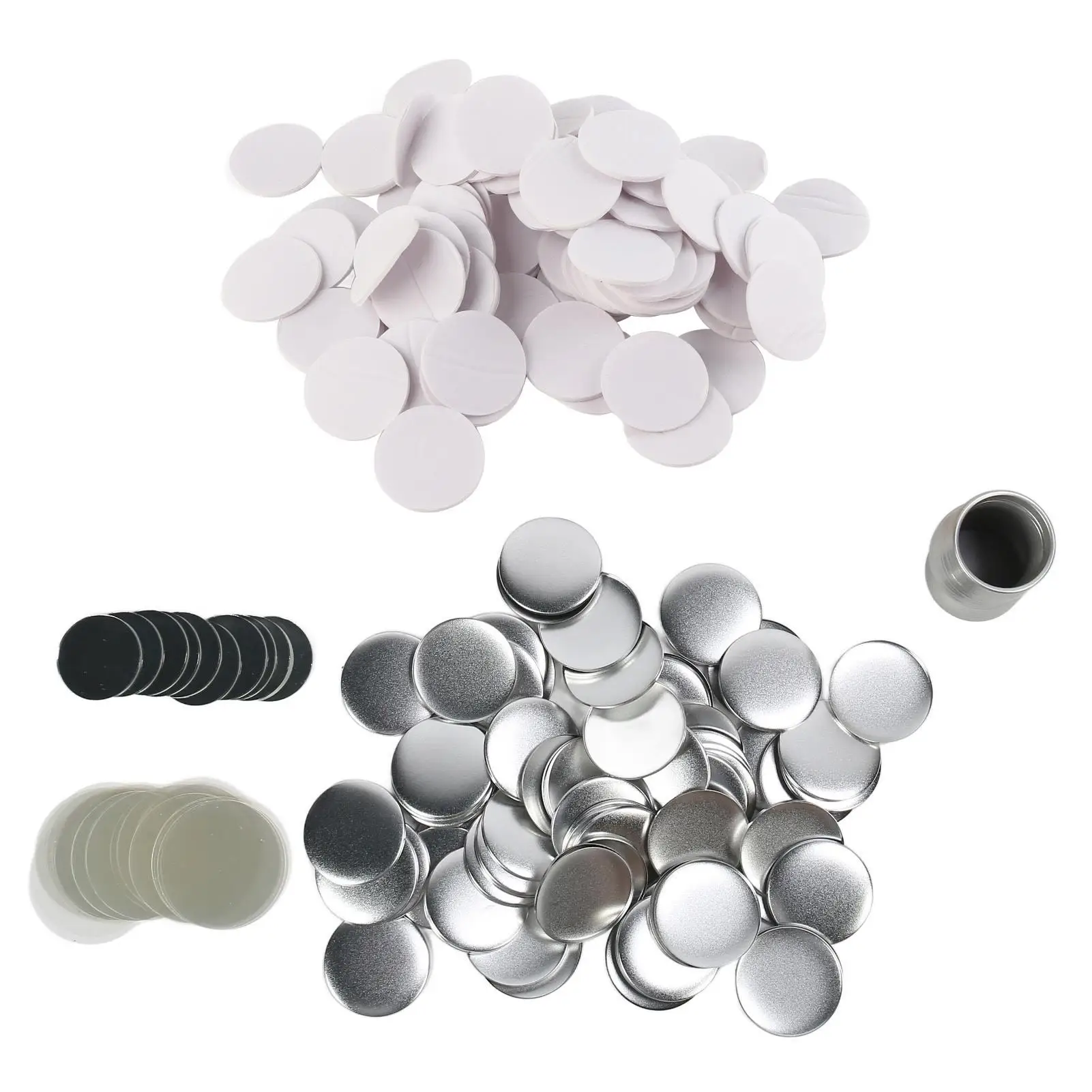 100 Sets of 58mm Round Mirror Back Button Parts - Rustproof Tinplate Reusable for craft Supplies for DIY Enthusiasts