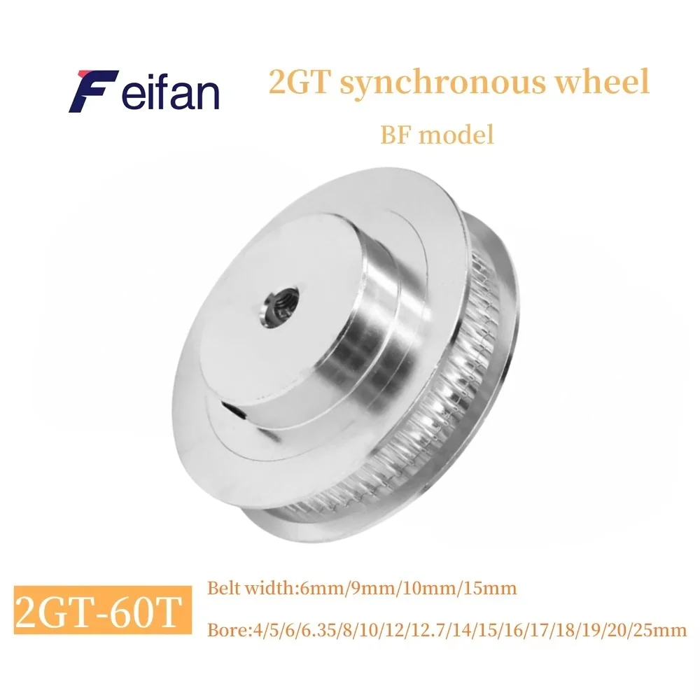 

5PCS 2GT 60 Teeth 2M 2GT Timing Pulley Bore 5/6/6.35/8/10/12/14/15mm for GT2 Open Synchronous belt width 6/10mm Gear 60Teeth 60T
