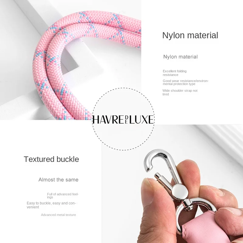 Havrelue-女性用のデラックストストラップ,長いジッパー付きミニバッグ,変更されたストラップ,ナイロンロープ,パンチなしのショルダーストラップ,78cm, 100cm