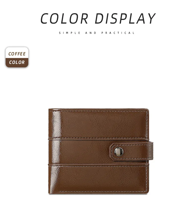 Men's Short Bifold Wallet PVC Retro European And American Style Multi-Card Slot Coin Purse High-End Sensation Money Clip