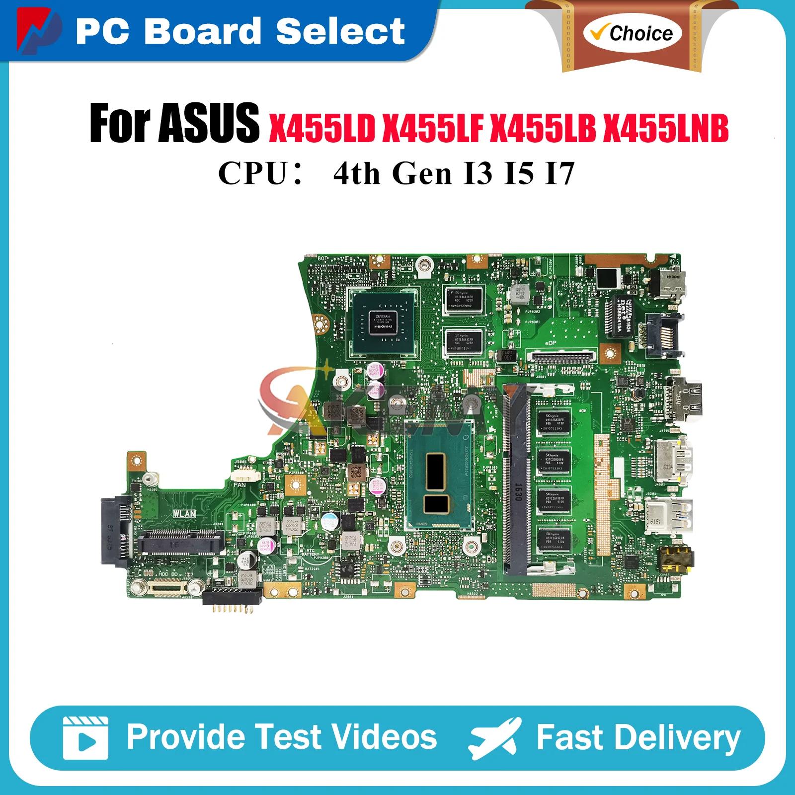 

Материнская плата для ноутбука X455LD ASUS W419L X455L K455L X455LNB W491L X455LJ A455L X455LF X455LB X455LD с процессором I3 I5 I7