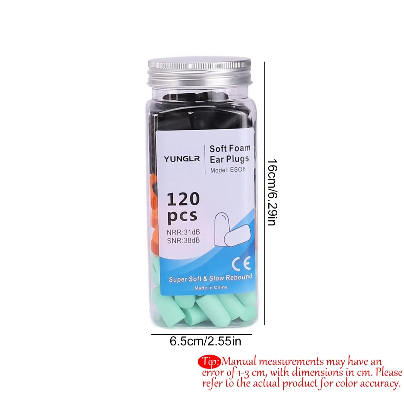 120pcs/box Soft Foam Ear Plugs Noise Reduction Earplugs for Sleep Study Work Travel Anti-Noise Earplug Travel Ear Plugs