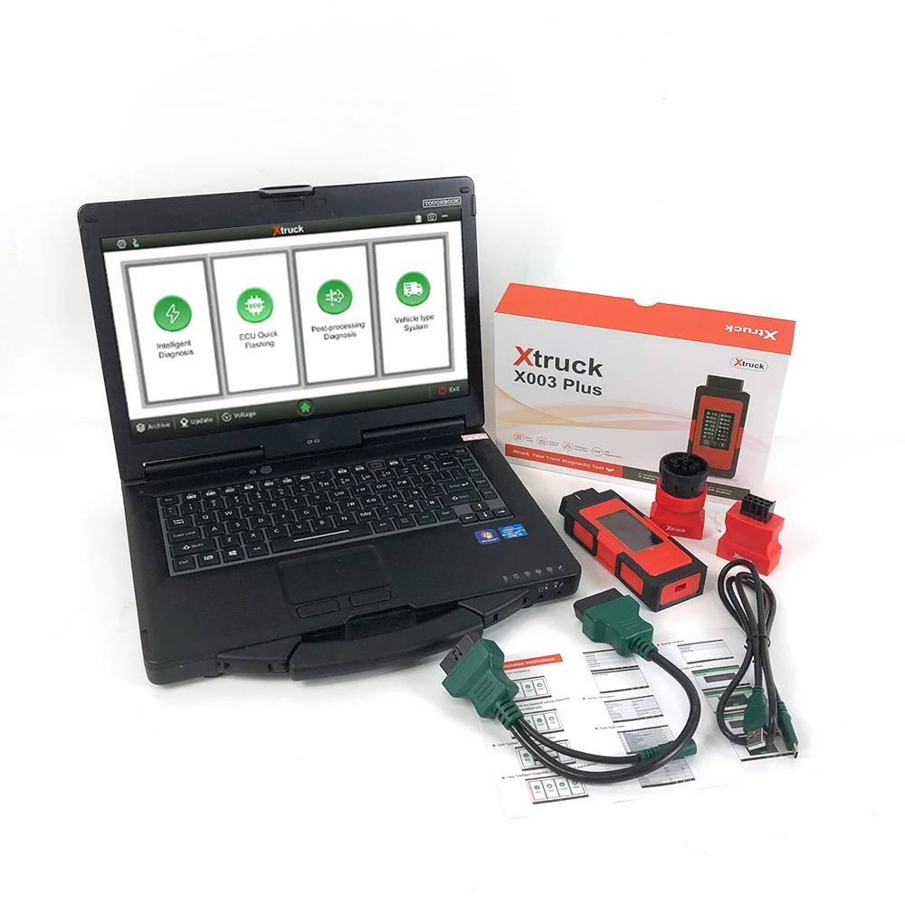 Multi-language Truck scanner Tool and CF53 laptop For Cummins ECU Programming Read Codes rasing Codes for Xtruck X003 Plus