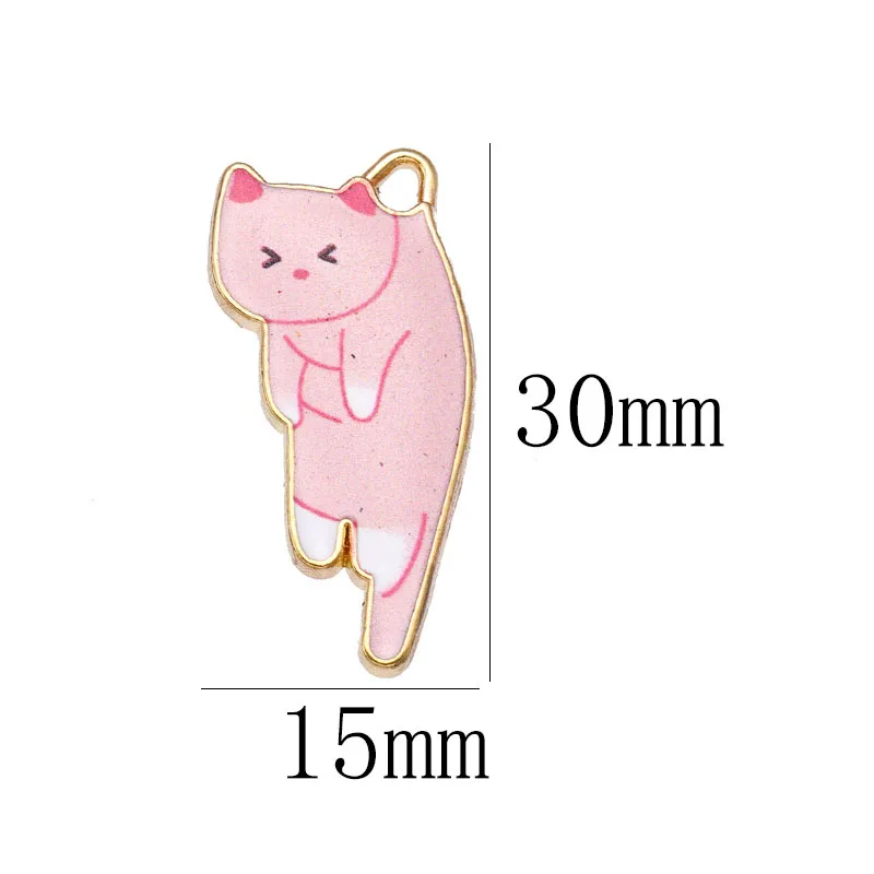 10Pcs Kawaii Cat Cartoon Pendant Cute Alloy Animal Charm for Women Men's Necklace Bracelet Keychain DIY Handmade Accessories