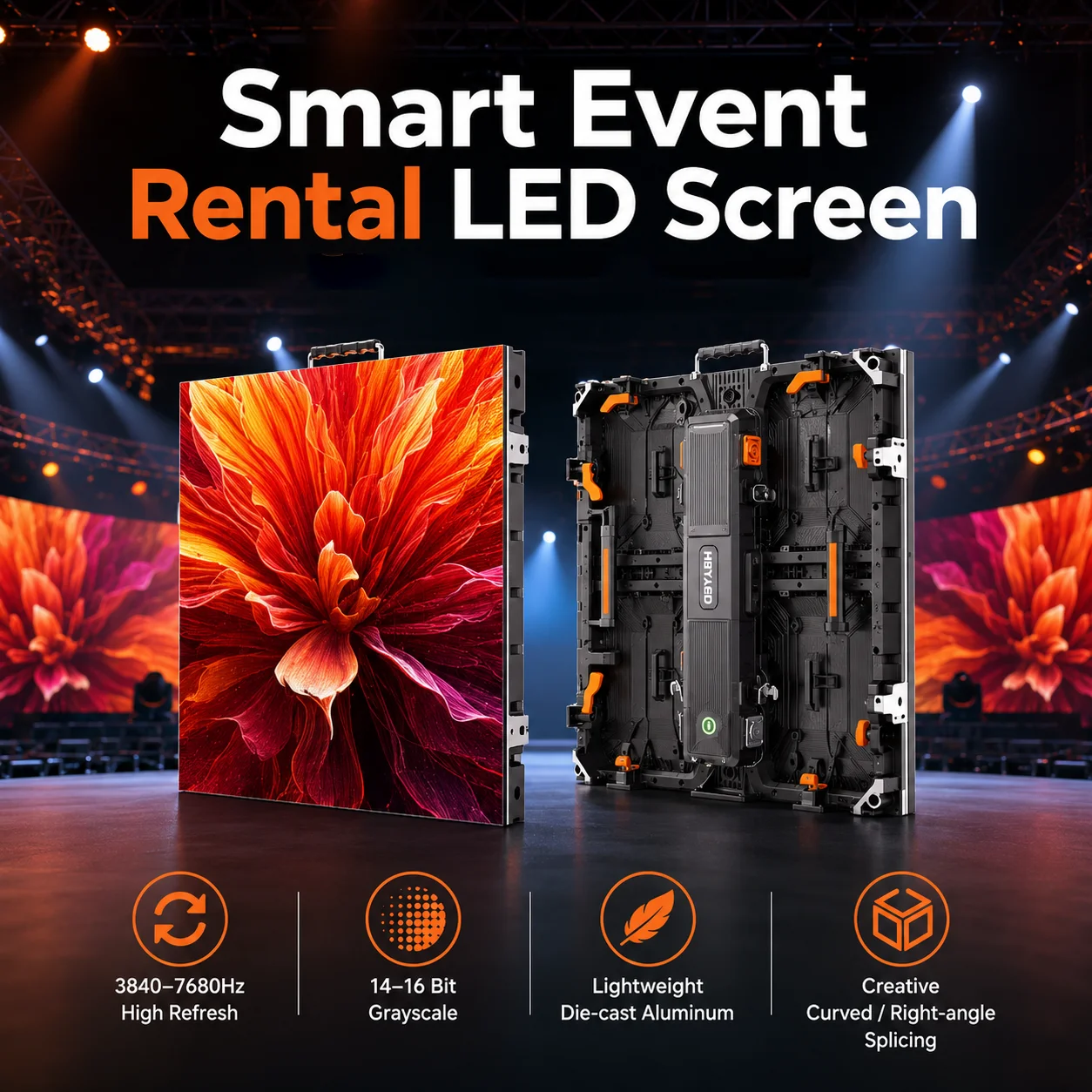

P2.97 Indoor Stage LED Rental Screen 500x500mm Quick Installation Cabinet for Concert Wedding Church Meeting Event Performance