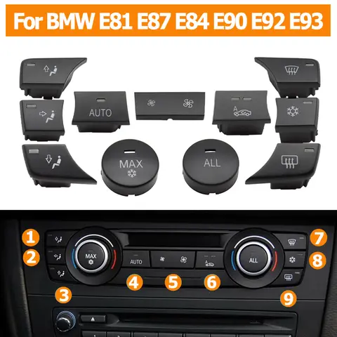 인테리어 자동차 에어컨 환기 제어 Ac 버튼 스위치 커버 교체 BMW E81 E82 E87 E88 E90 E91 E92 E93 E84