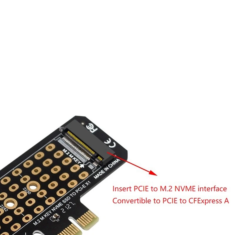 Cfexpress Type-A To NGFF M.2 Nvme M-Key Extension Adapter Card Support Pcie 3.0 4.0 X1 Black+Silver PCB+Metal 1 SET