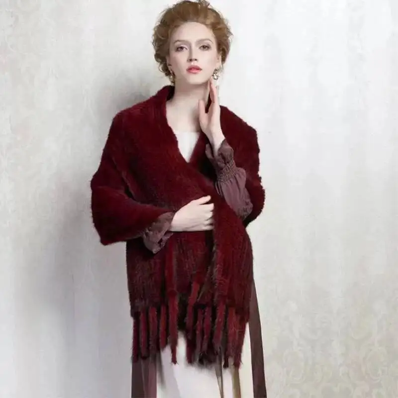 

2026 Luxury Mink Fur Shawls For Woman Widened Scarf 100% Real Mink Fur Knitting Scarves Genuine Lady Mink Fur Warps Summer