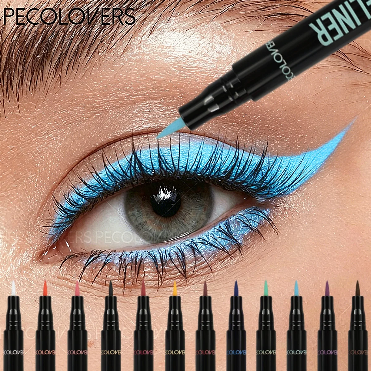 1PC Waterproof Eyeliner  Starlight Silvery Aurora Blue Moonlight Purple Emerald Green Dual-Tip Smudge-Proof Eyeliner