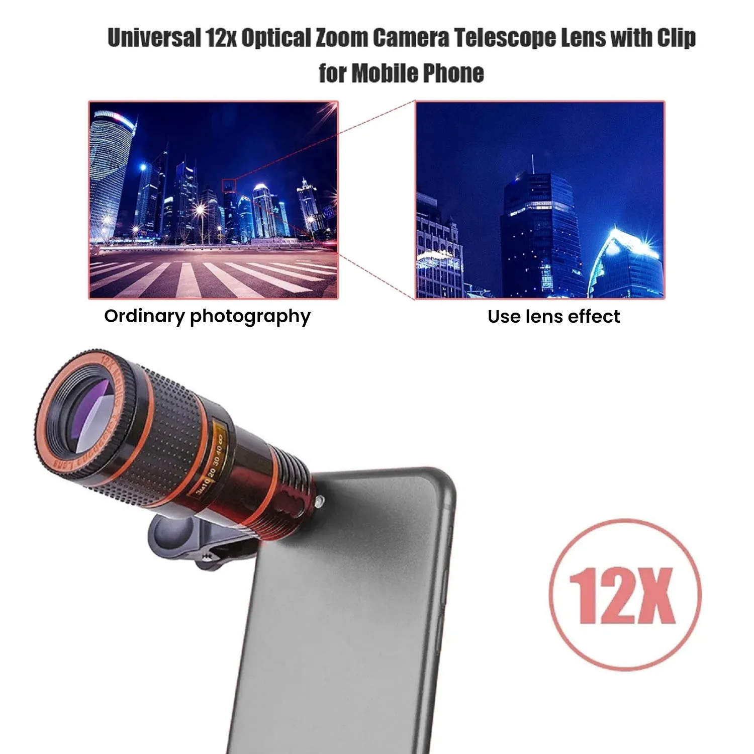 8X 12X 20X Long Focus Lens Universal Clip Phone Camera Zoom Telescope Wide Angle Macro Fisheye Camera Lens Monocular For iphone