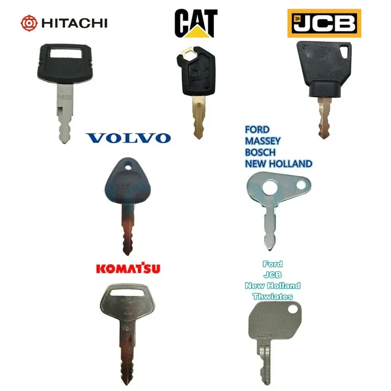 

7Pcs Master Plant Key Excavator Dumper For JCB Komatsu Volvo LucasThwaites CAT Hitachi