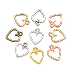 50Pcs 14x11mm Metal Hollow Heart Charms Geometry Pendant DIY Handmade Craft Necklace Bracelet Earrings Crafts Jewelry Making