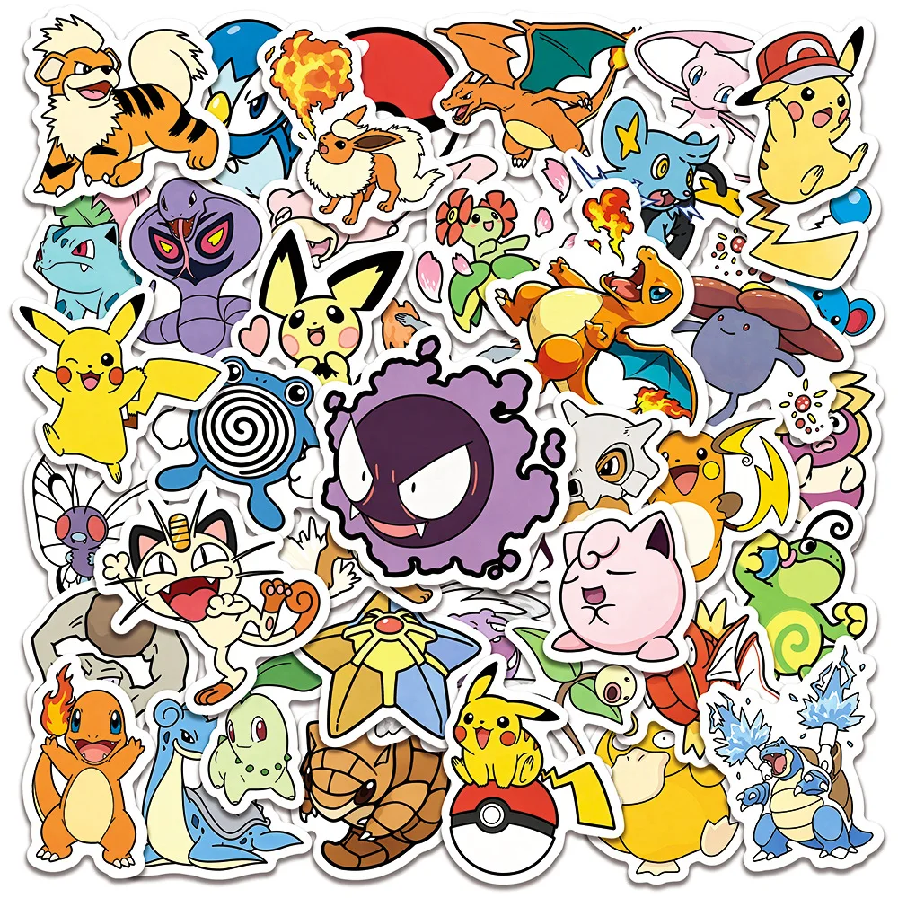 50 Stück Neue Pokémon Anime Aufkleber Ästhetische Scrapbooking-Sticker für Tassen, Laptops, Koffer, Mädchen-Dekorationen, Notizbuch-Graffiti-Spielzeug – Detail 3