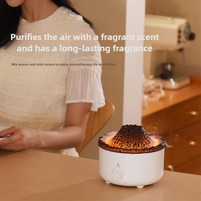 New Volcano Jellyfish Aromatherapy Machine USB Home Office Aromatherapy Ultrasonic Large Capacity Flame Humidifier