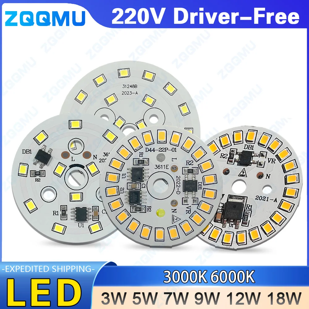 

10 Pieces/Batch LED Chip 15W 12W 9W 7W 5W 3W No Driver Required AC 220V-240V SMD 2835 Cool And Warm White Round Light Bulb Beads