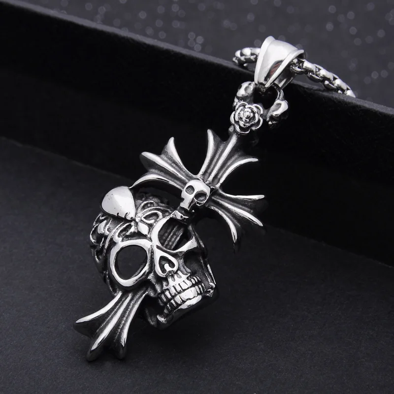 مبالغ فيها شخصية الشارع الرقص الرجعية الملحقات العصرية الذكور طالب الجمجمة الصليب قلادة الذكور والإناث قلادة