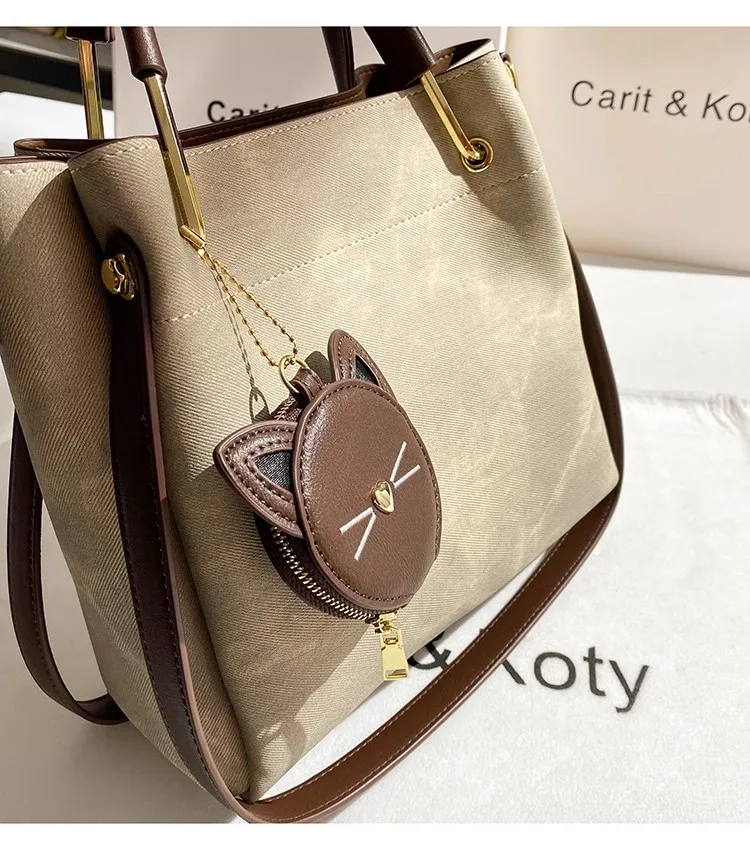 Large Capacity Textured Bucket Bag Fashion Casual Bag High Quality Women\'s Handbag Lady Purse Shoulder Messenger Bag