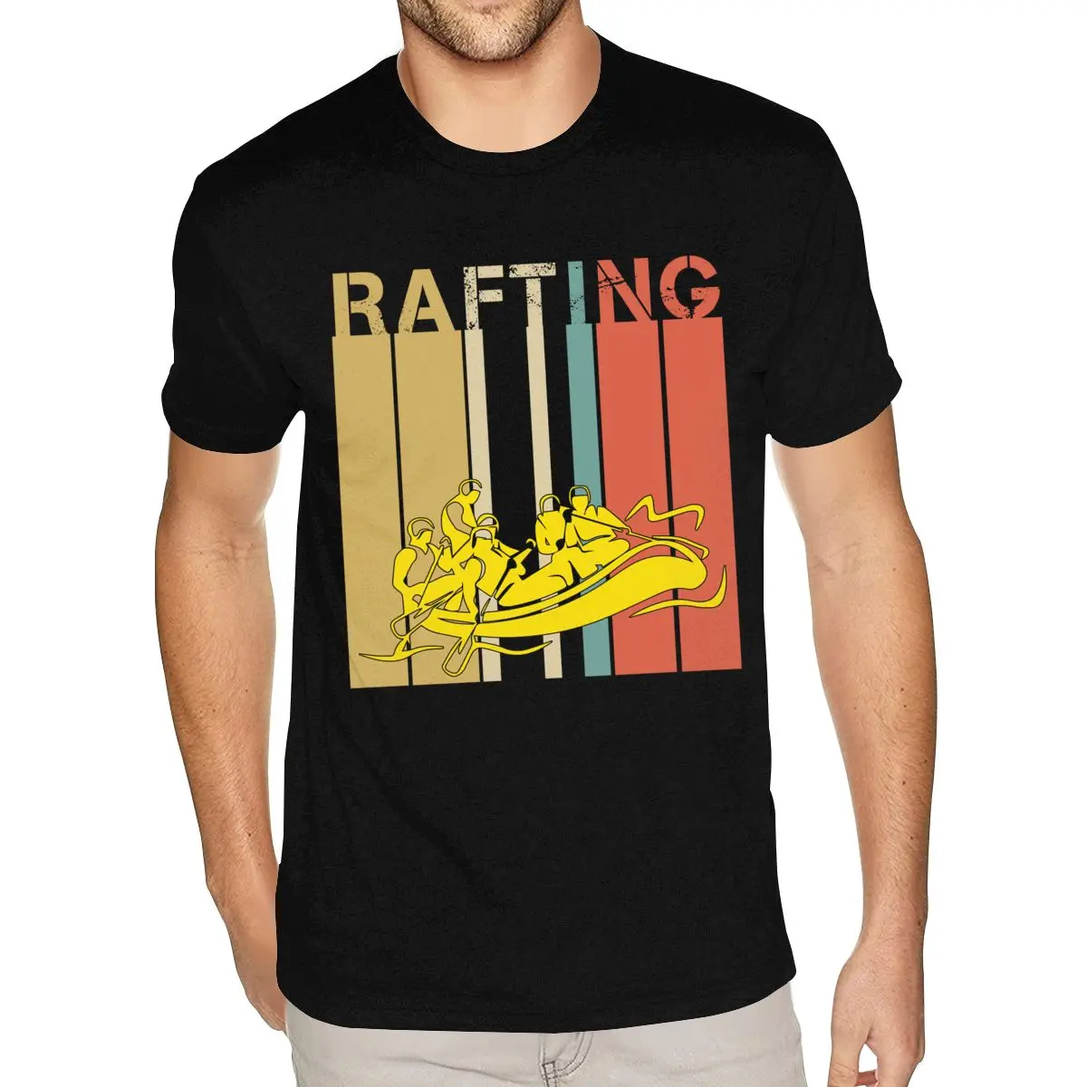 

Cheap Rafting Tees Men's 4XL Short Sleeves Full Cotton Black Crew Neck Tshirt
