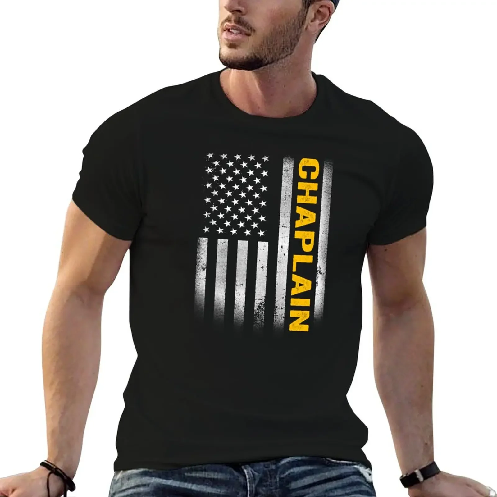 

chaplain Dad American Flag, Vintage USA chaplain American Flag, chaplain Dad Mens Womens Girls Christmas Fathers Day Gif T-Shirt