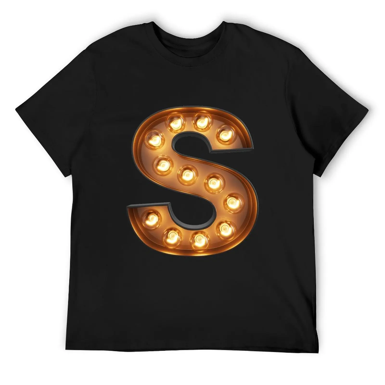 

S Initial Neon Light T-Shirt summer tops custom t shirt customs heavy weight t shirts for men