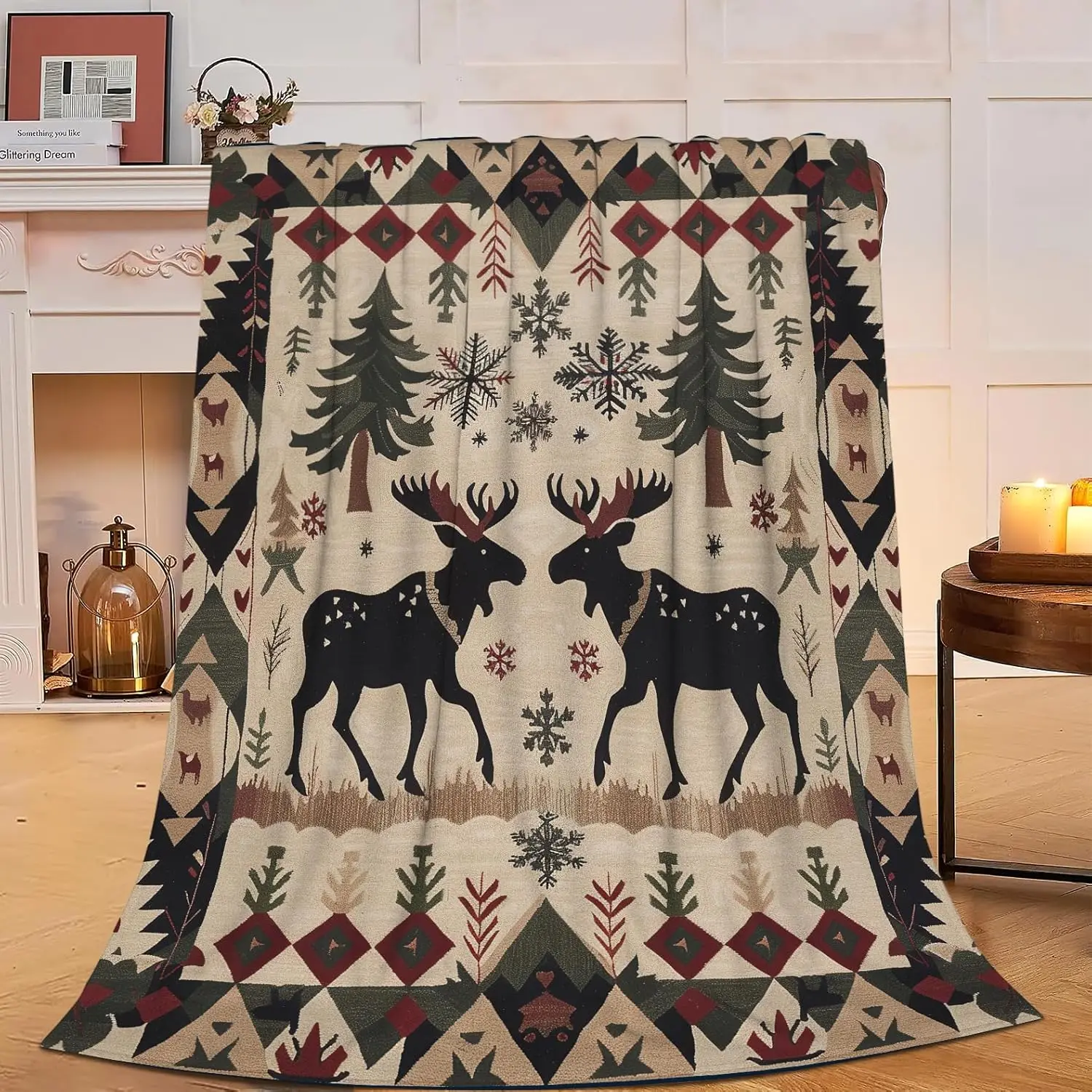 Cottage Deer Blanket Medieval Elk Fleece Blur Plush Super Soft Comfortable Warm Decorative Bedding Blanket Gift