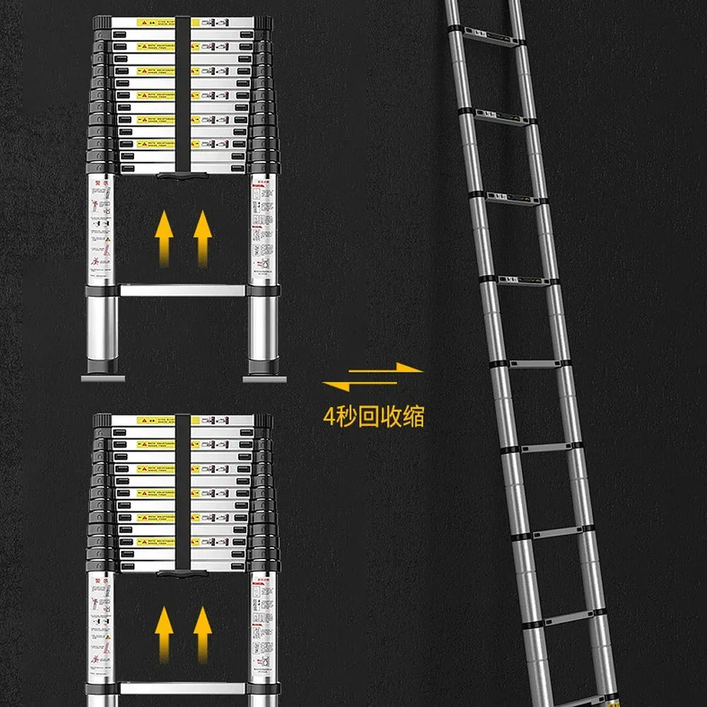 9/10 Steps 2.6m 2.9 Meters Industrial Straight Ladder Foldable Telescopic Stable Non-Slip Aluminum Ladder Household Step Ladder