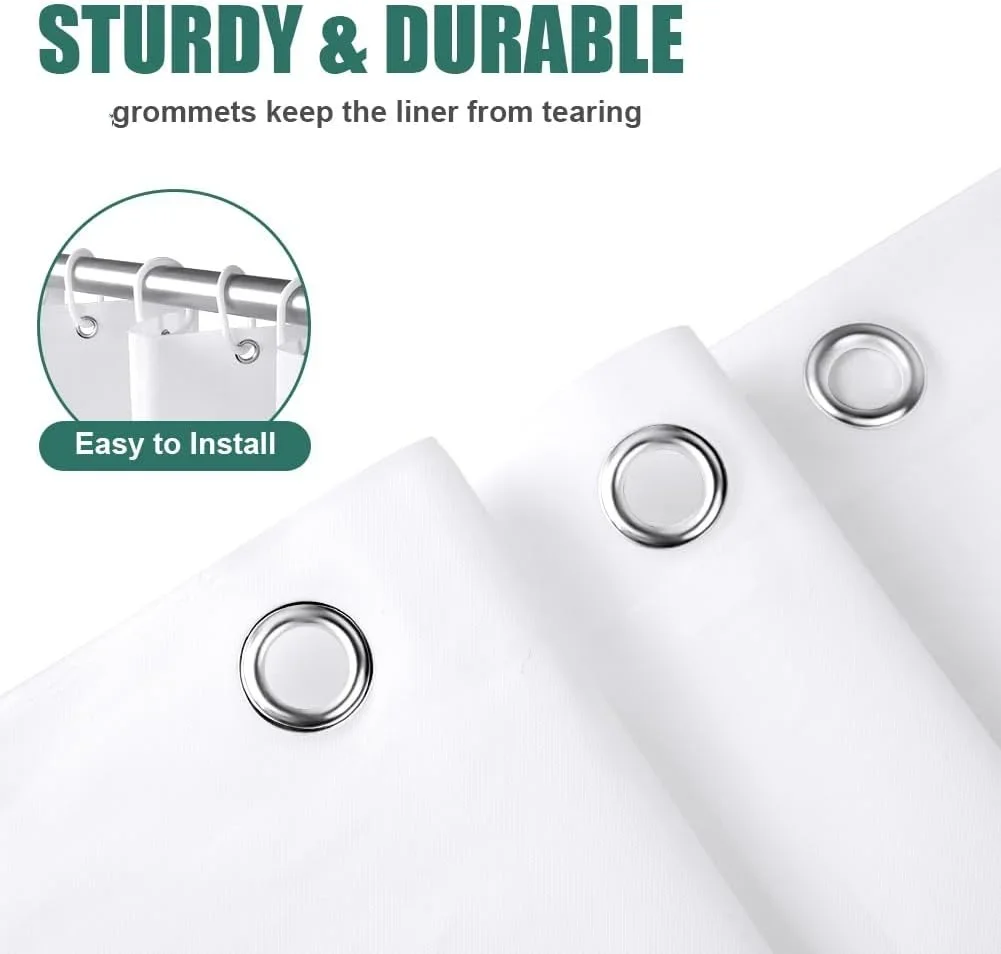 Waterproof Shower Curtain Liner, PEVA Lightweight Plastic Shower Liner with Magnets, Mold Resistant Bathroom Curtain