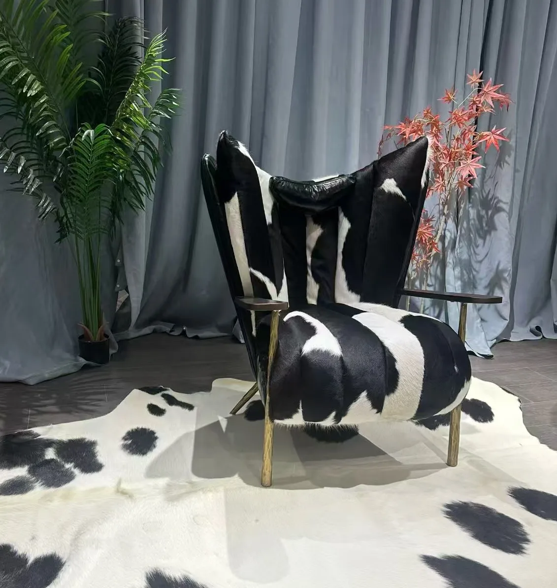 Vintage industrial style luxury leather sofa chair, forged loft style apartment bedroom dining room living room furniture