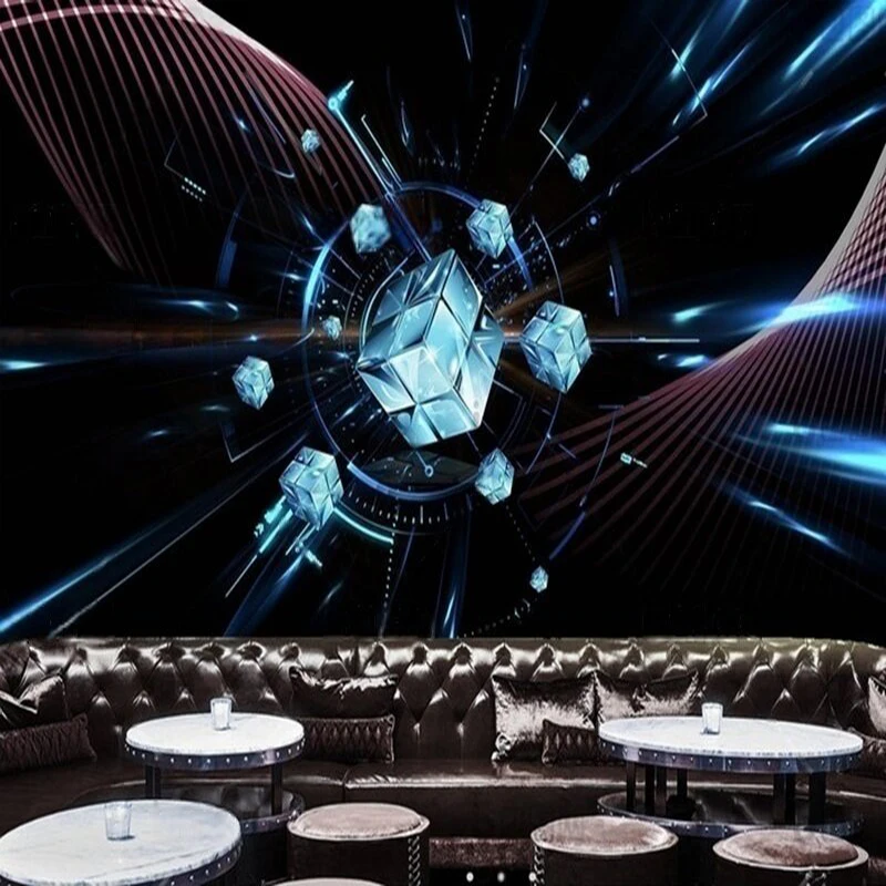 

Rubik's Cube sci-fi technology magic DJ trendy TV luxurious home decoration background wall