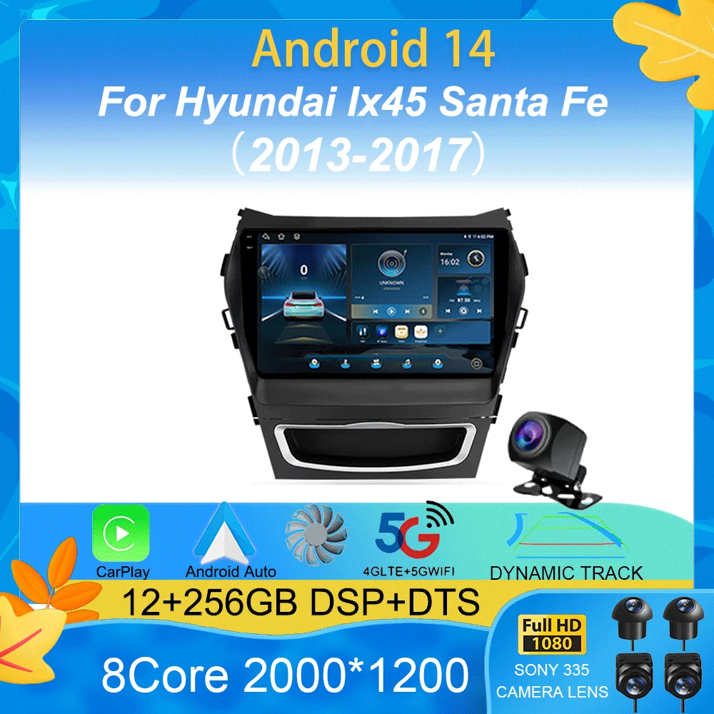 

Android 14 для Hyundai Ix45 Santa Fe 2013 2014 2015 2016 2017, автомобильный радиоприемник, GPS, мультимедийный плеер, навигация, стерео, авто DSP
