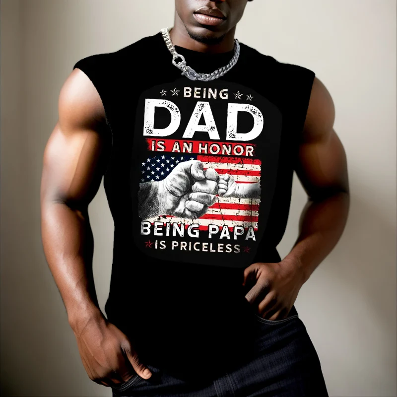 American Flag An Honor Being Papa Funny Graphic Men's Oversized Tank Top New In Tops & Tees