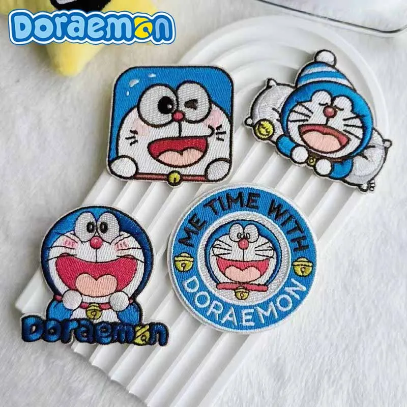 Kawaii Doraemon Embroidered Patches Badge Cartoon Cloth Sticker Kids DIY Clothes Bag Accessories Patch Decoration Kids Gifts