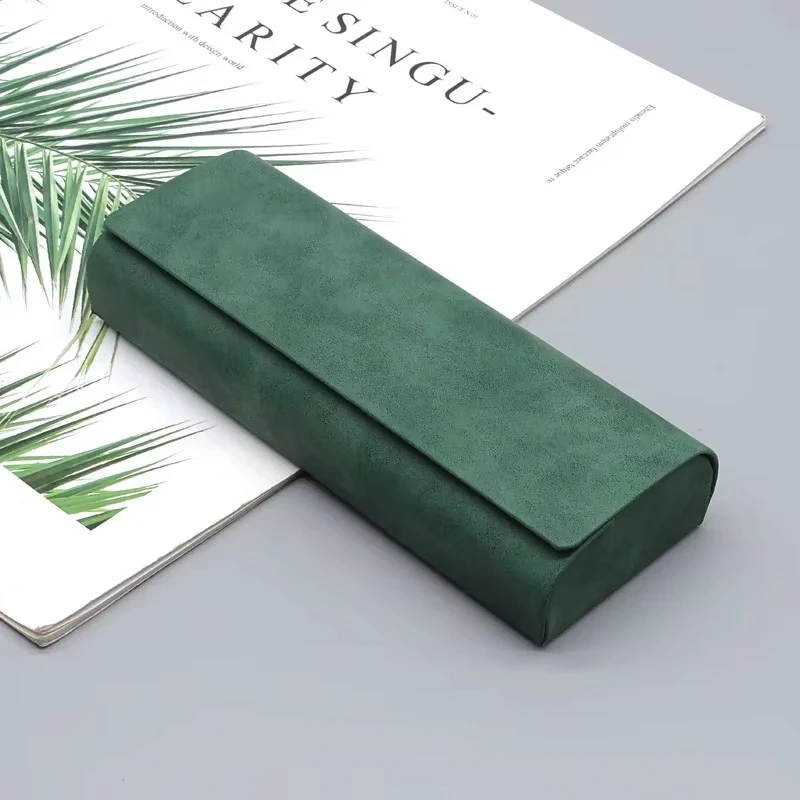 2 قطعة حافظة نظارات جلدية بسيطة نظارات قصر النظر البصرية الرجعية النظارات الشمسية صندوق تخزين الموضة للرجال والنساء